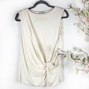 MM Lafleur Sleeveless White Draped Blouse S